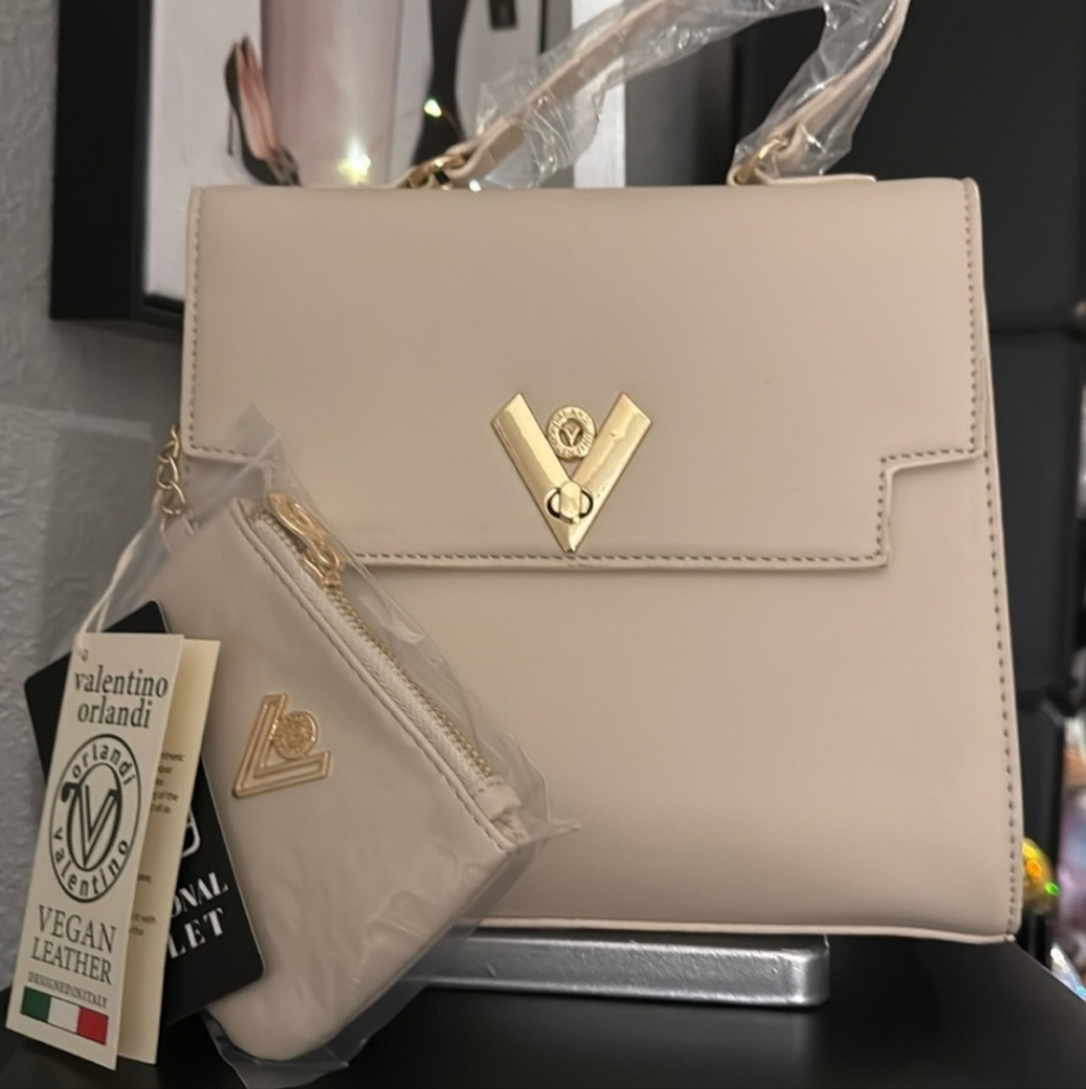 Valentino Orlandi Italian Taupe Satchel/Wallet/ Guitar Strap Crossbody V-2104